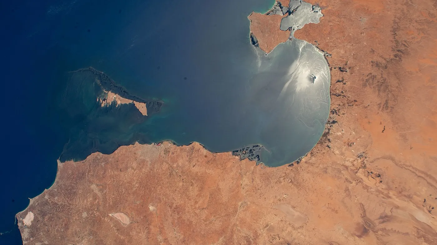 Satellite photo of the Gulf of Gabès from orbit